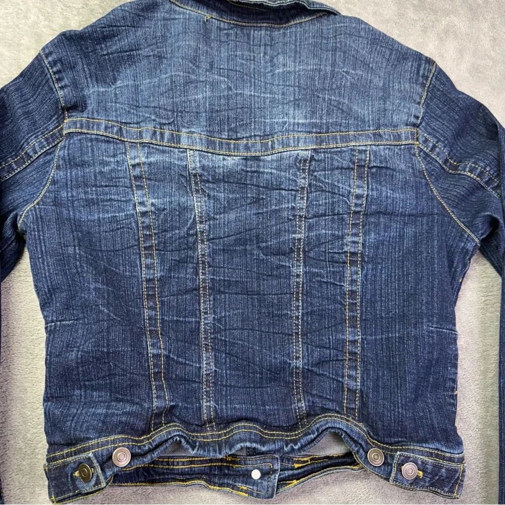 New‎ Look Kids Jean Jacket Size L Blue Denim Long Sleeves Pockets Cotton Spandex